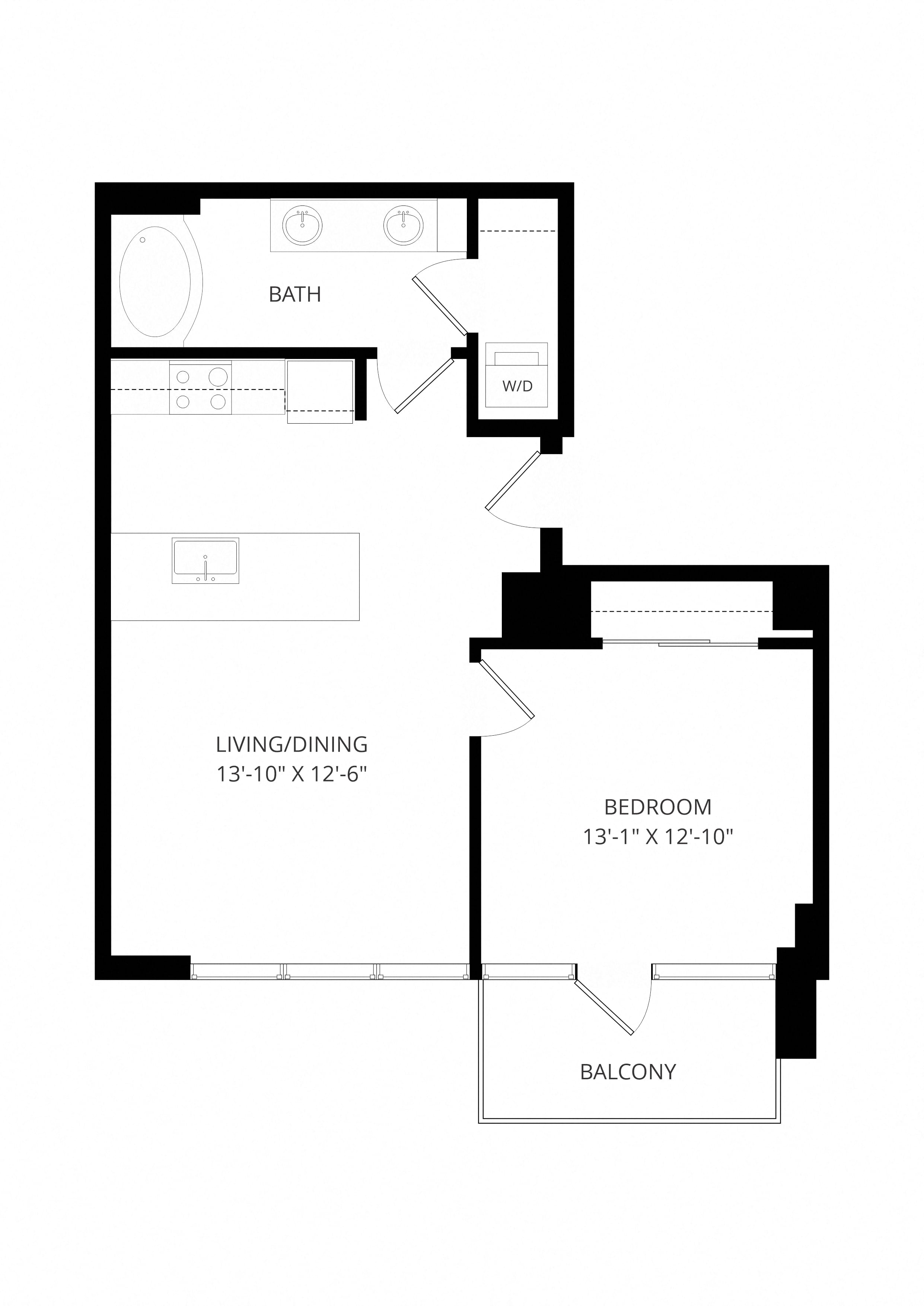 1X1 B6 floor plan